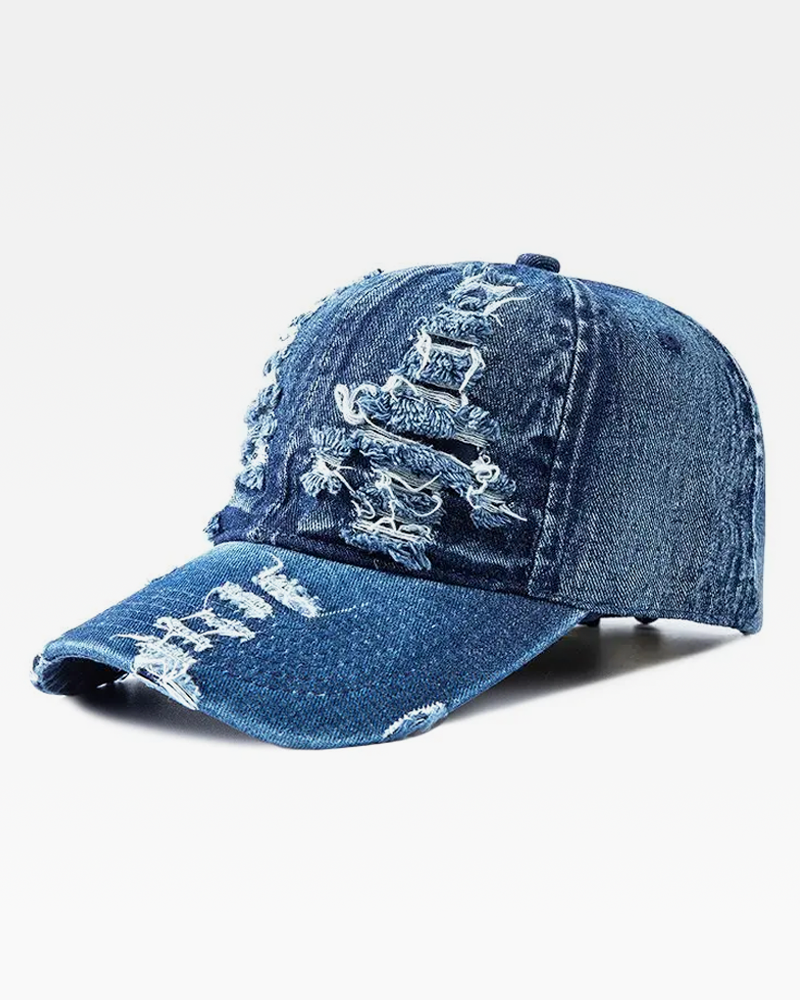 Yoğun Eskitmeli Denim Şapka