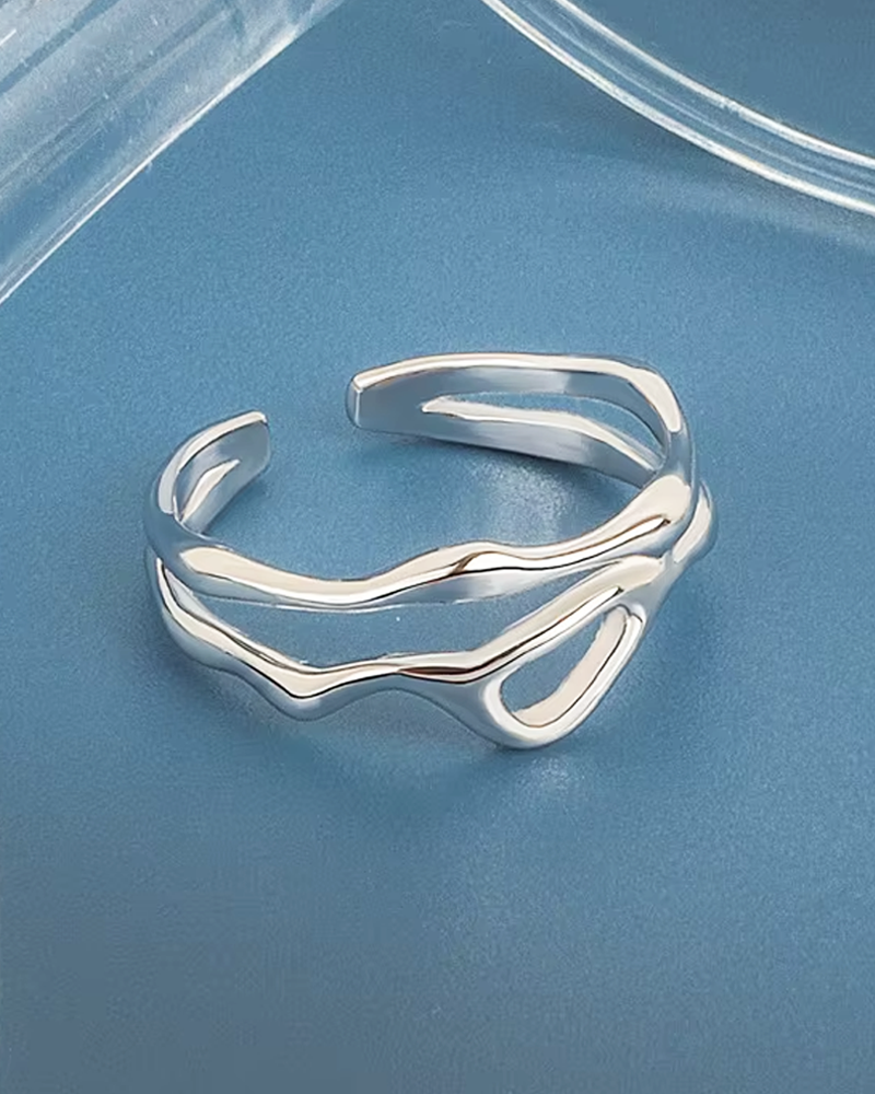Soyut Dalga Gümüş Yüzük