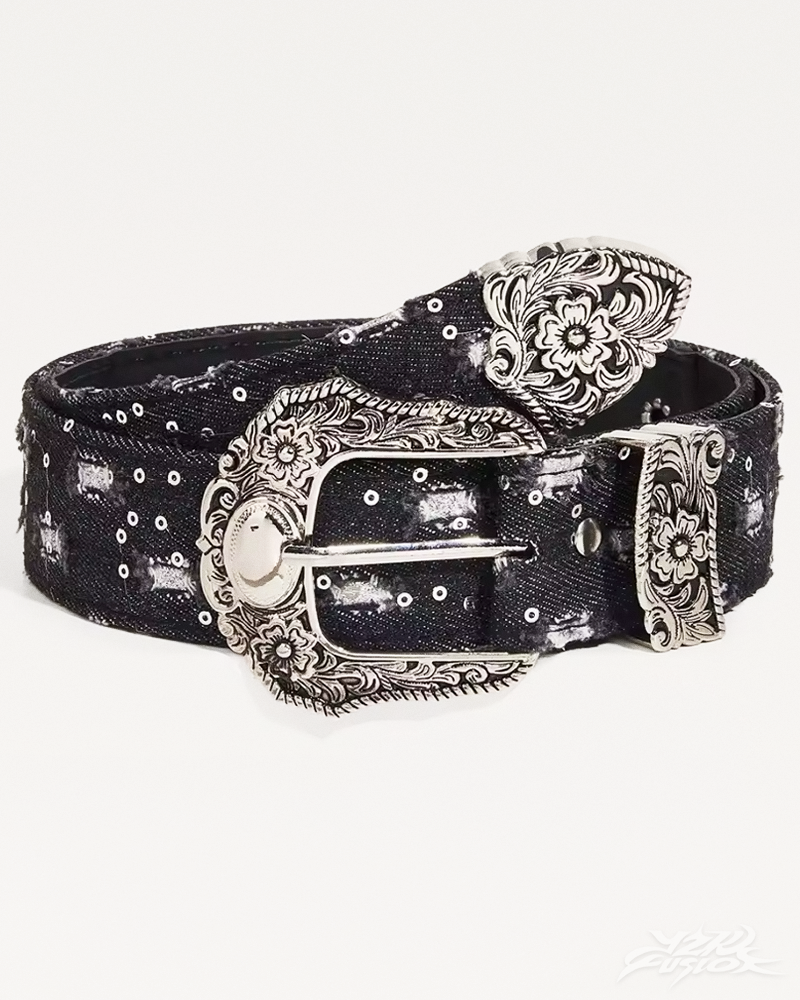Eskitilmiş Denim Western Kemer