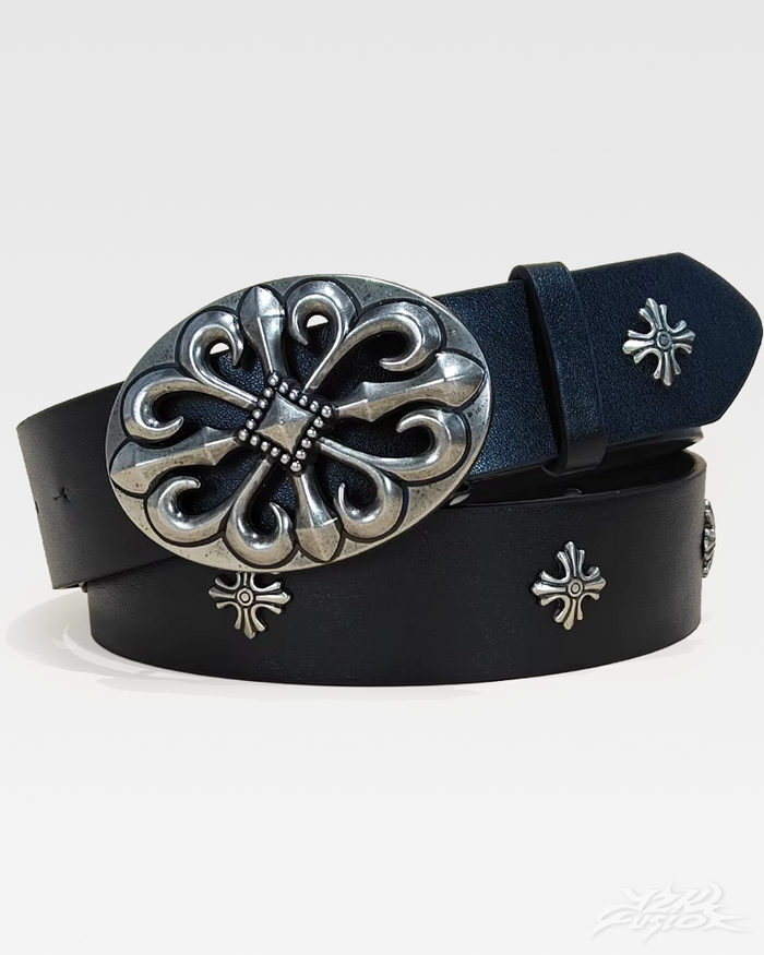 Haç Çivili Oval Tokalı Gotik Kemer